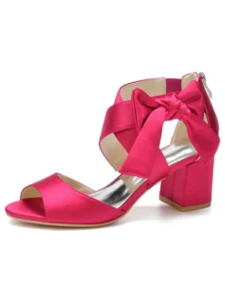Chaussures de Mariages Femme à Talons Hauts avec Bout Ouvert Unicolore