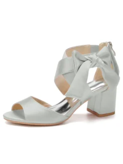 Chaussures de Mariages Femme à Talons Hauts avec Bout Ouvert Unicolore