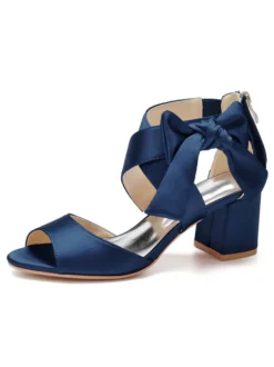 Chaussures de Mariages Femme à Talons Hauts avec Bout Ouvert Unicolore
