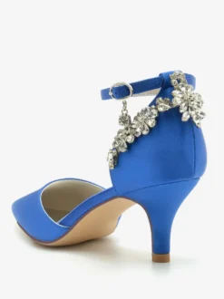 Chaussures De Mariage Soie Satin Bout Pointu Strass Talon Chaussures De Mariée