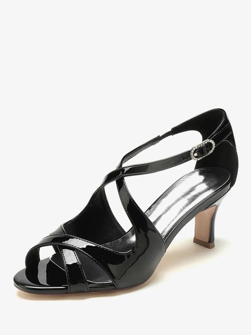 Chaussures De Mariage Supérieur Bourgogne Strass Sandales De Mariage À Bout Ouvert