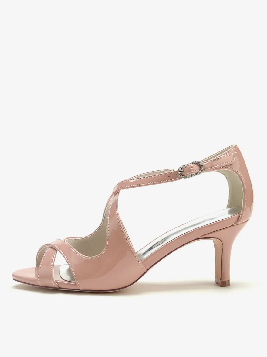 Chaussures De Mariage Supérieur Bourgogne Strass Sandales De Mariage À Bout Ouvert