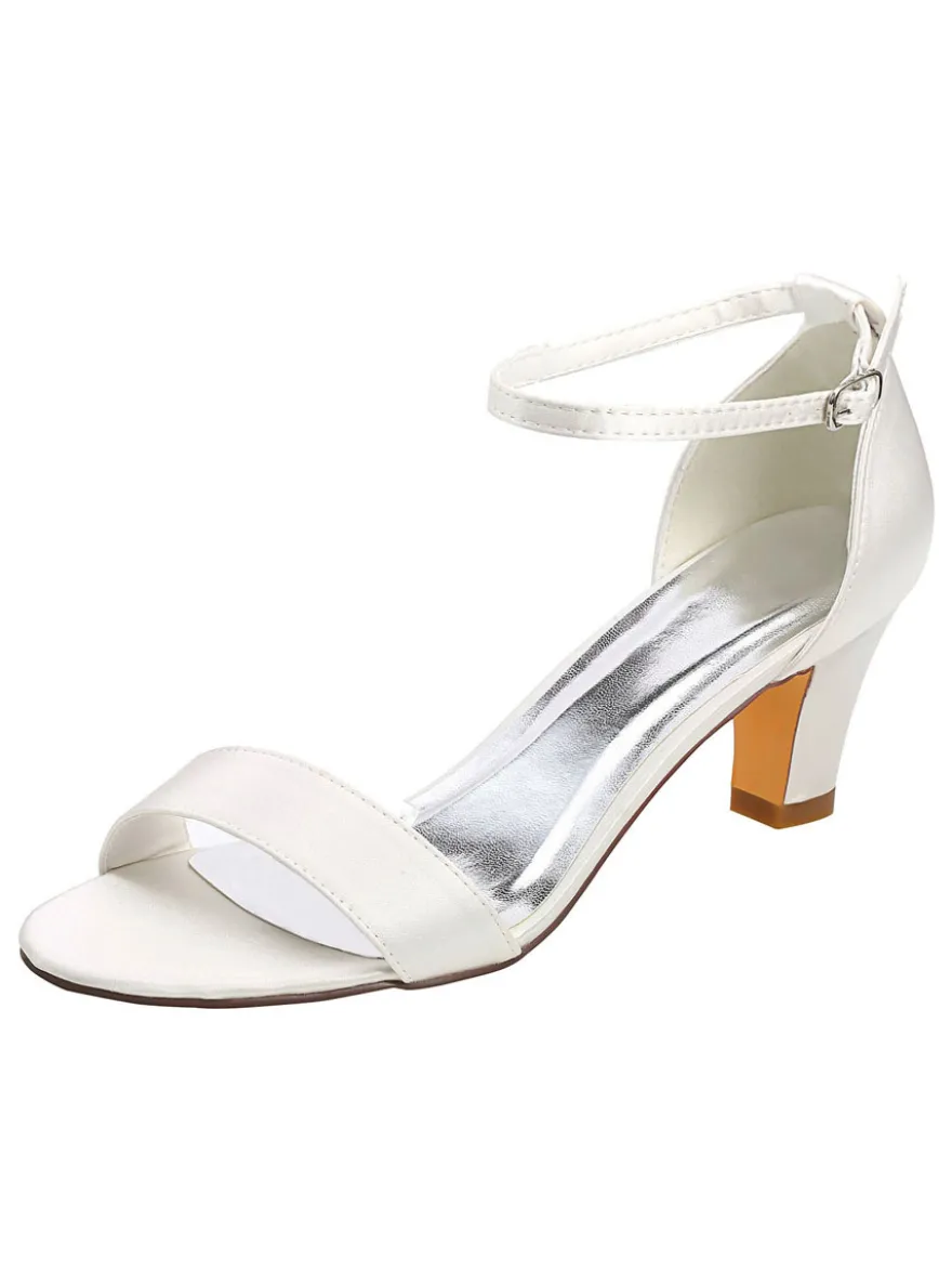 Chaussures de Mariage à Talons Hauts Femme avec Bout Ouvert Unicolore