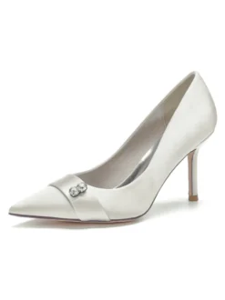 Chaussures de Mariage à Talons Hauts Femme avec Bout Pointu en Paillettes Unicolore