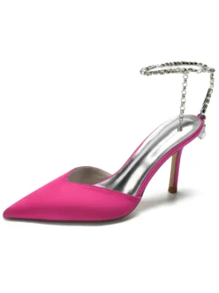 Chaussures de Mariage à Talons Hauts Femme avec Bout Pointu en Paillettes Unicolore
