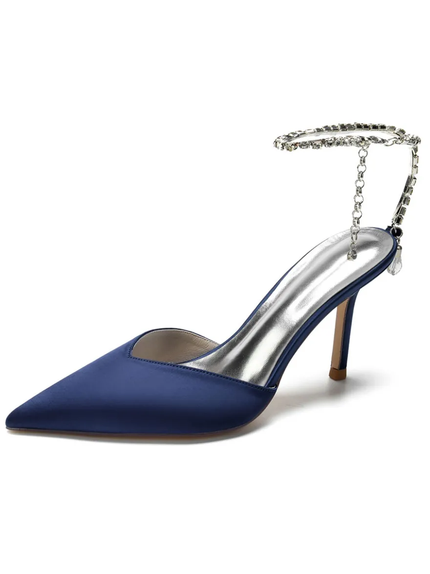 Chaussures de Mariage à Talons Hauts Femme avec Bout Pointu en Paillettes Unicolore