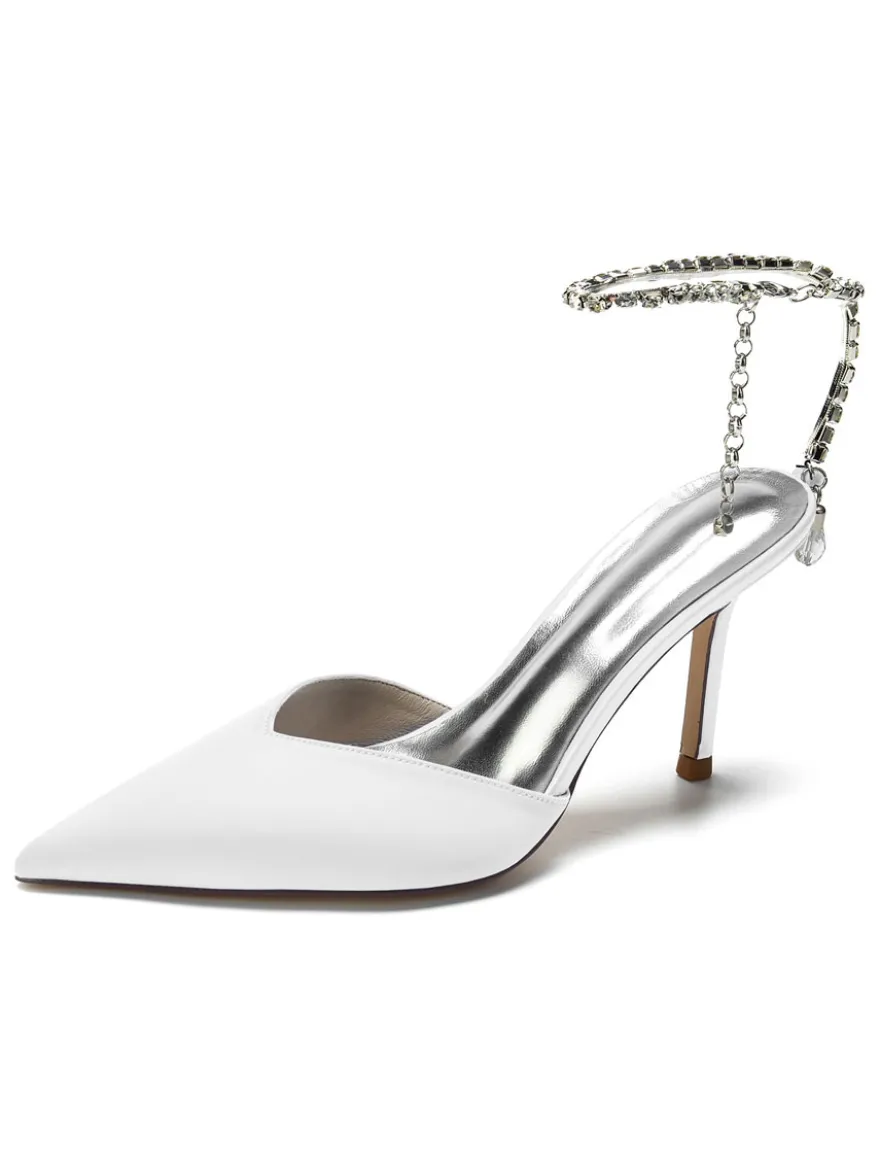 Chaussures de Mariage à Talons Hauts Femme avec Bout Pointu en Paillettes Unicolore