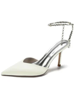 Chaussures de Mariage à Talons Hauts Femme avec Bout Pointu en Paillettes Unicolore