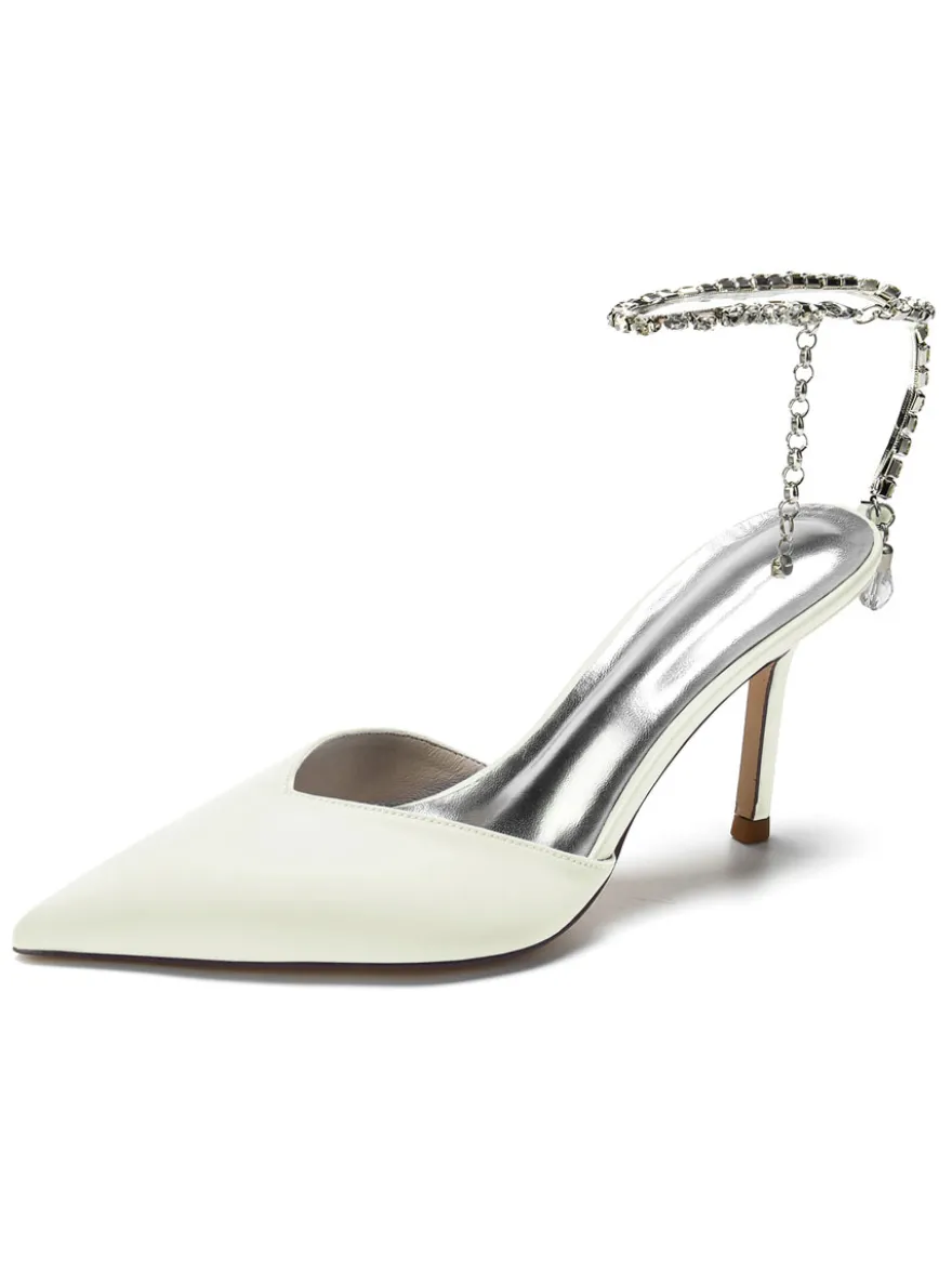 Chaussures de Mariage à Talons Hauts Femme avec Bout Pointu en Paillettes Unicolore
