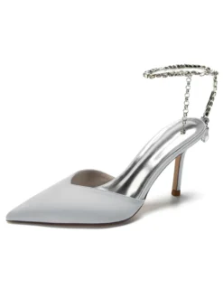 Chaussures de Mariage à Talons Hauts Femme avec Bout Pointu en Paillettes Unicolore