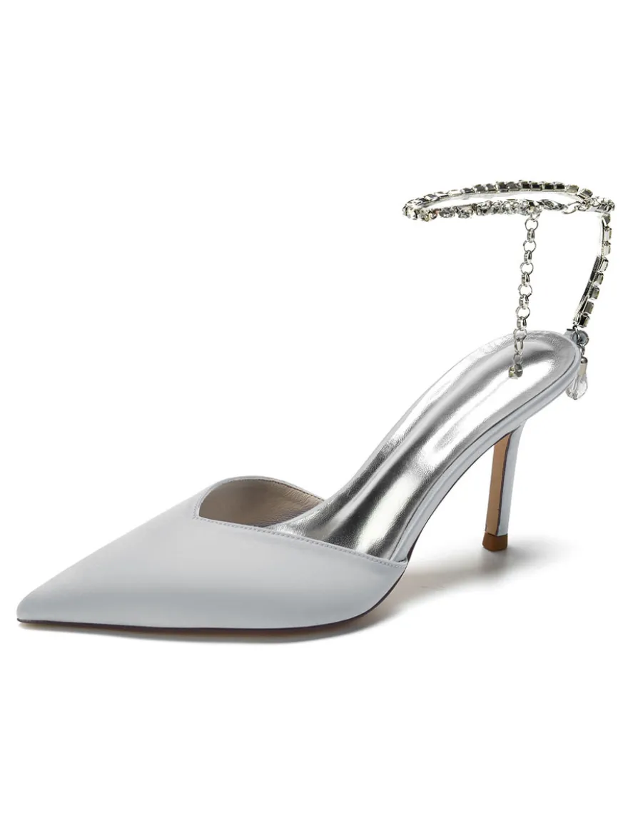 Chaussures de Mariage à Talons Hauts Femme avec Bout Pointu en Paillettes Unicolore