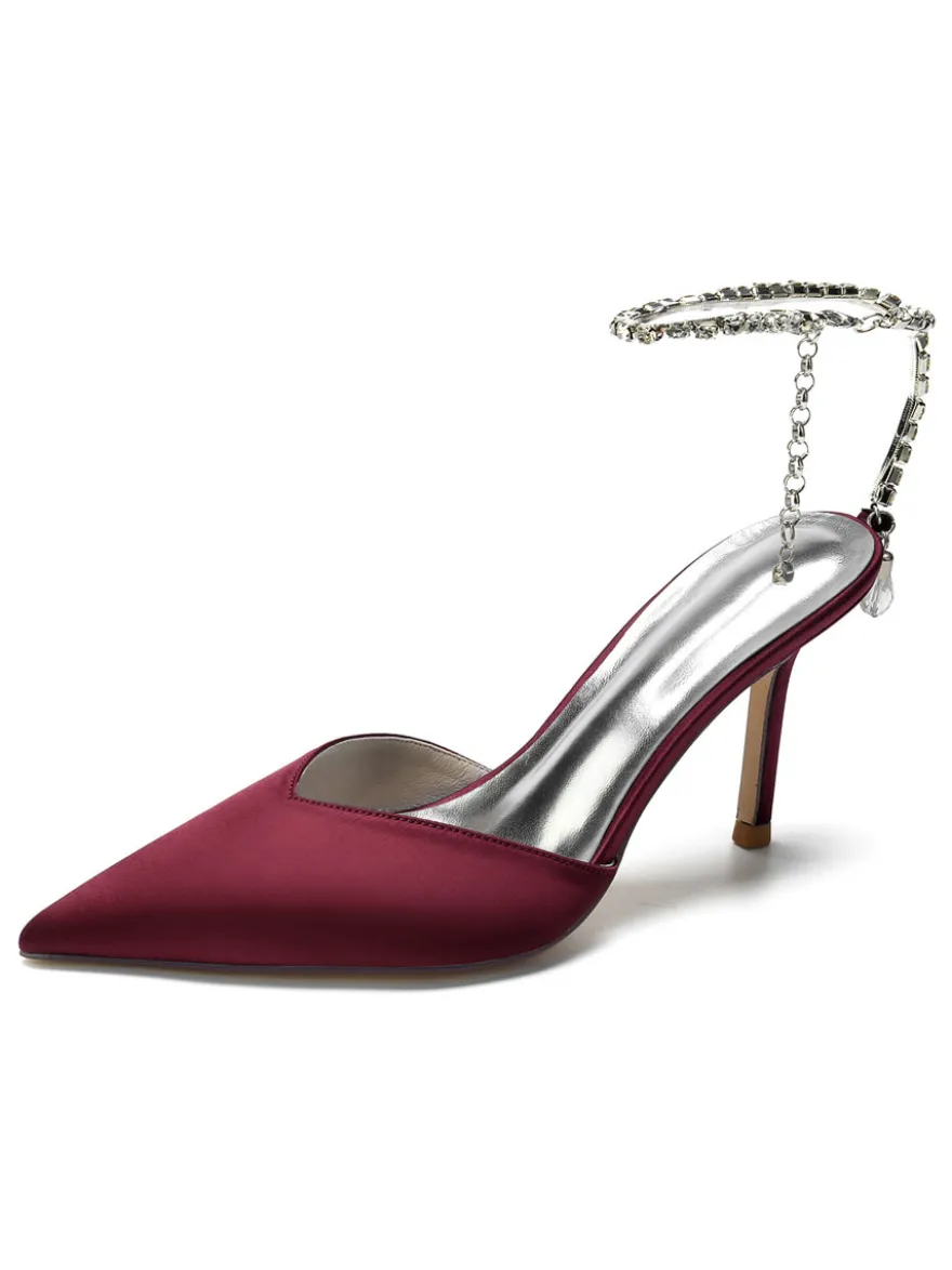 Chaussures de Mariage à Talons Hauts Femme avec Bout Pointu en Paillettes Unicolore