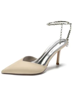Chaussures de Mariage à Talons Hauts Femme avec Bout Pointu en Paillettes Unicolore