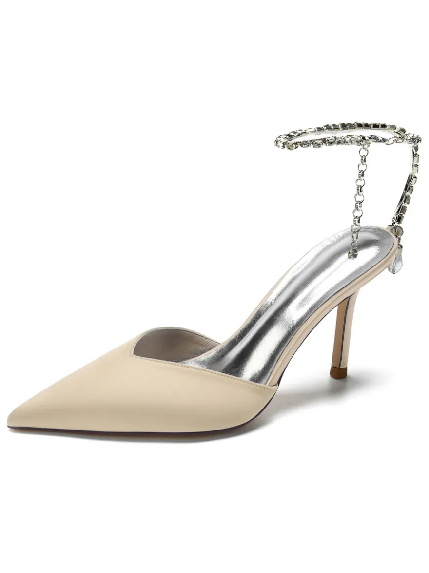 Chaussures de Mariage à Talons Hauts Femme avec Bout Pointu en Paillettes Unicolore
