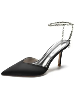 Chaussures de Mariage à Talons Hauts Femme avec Bout Pointu en Paillettes Unicolore