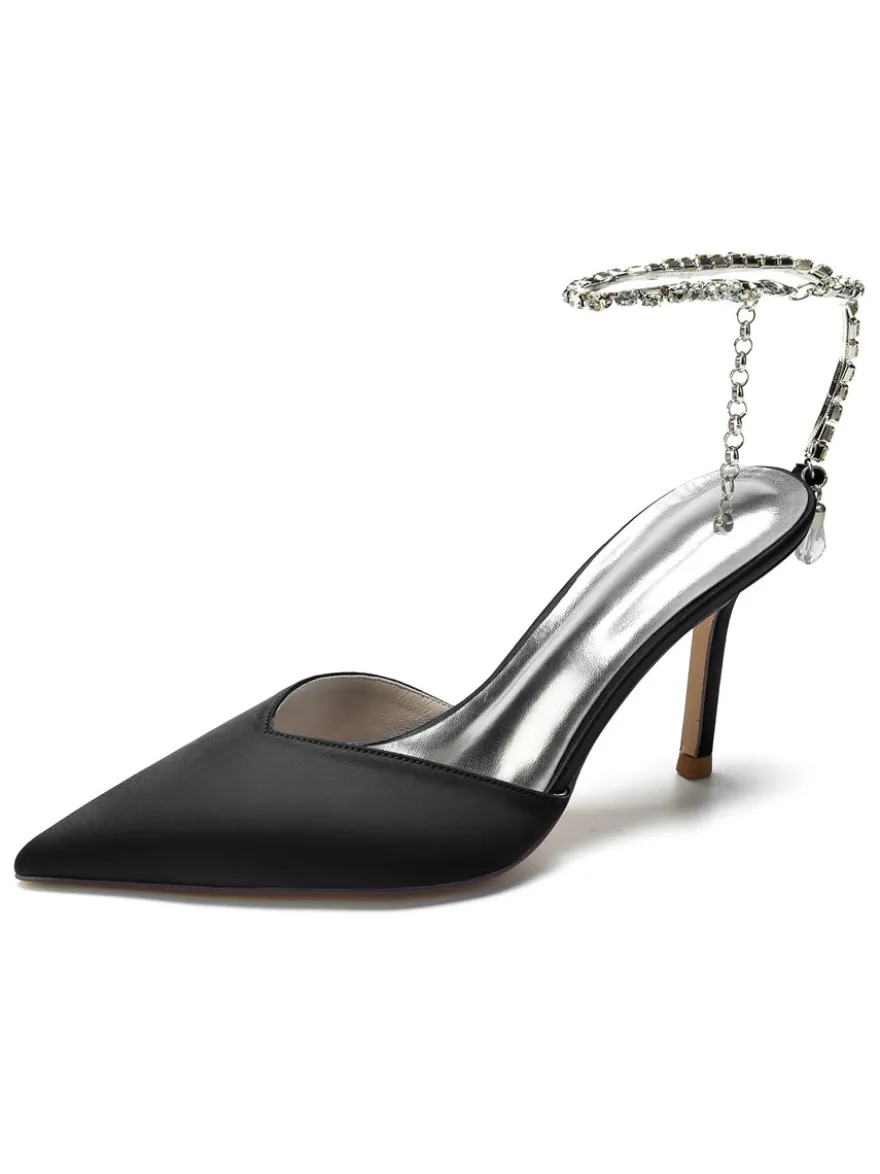 Chaussures de Mariage à Talons Hauts Femme avec Bout Pointu en Paillettes Unicolore