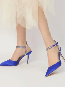 Chaussures de Mariage à Talons Hauts Femme avec Bout Pointu en Paillettes Unicolore