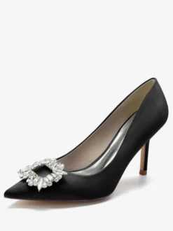 Chaussures de Mariage à Talons Hauts Femme avec Bout Pointu en Paillettes Unicolore