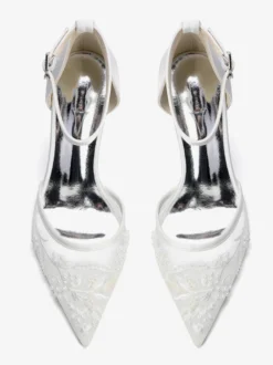 Chaussures de mariage à talons carrés bout pointu talons hauts perlés