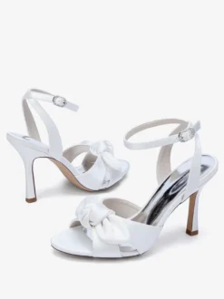 Chaussures de mariage à talons hauts avec nœud en satin