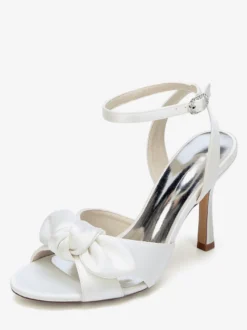 Chaussures de mariage à talons hauts avec nœud en satin