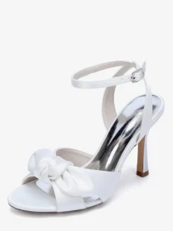 Chaussures de mariage à talons hauts avec nœud en satin