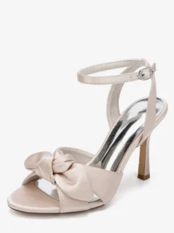 Chaussures de mariage à talons hauts avec nœud en satin