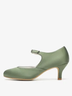 Chaussures de mariage vintage à bout rond et talon chaton Mary Jane