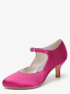 Chaussures de mariage vintage à bout rond et talon chaton Mary Jane