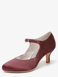 Chaussures de mariage vintage à bout rond et talon chaton Mary Jane