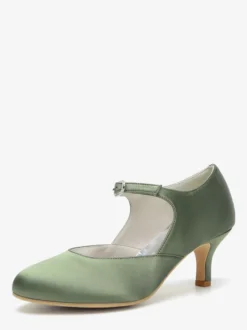 Chaussures de mariage vintage à bout rond et talon chaton Mary Jane