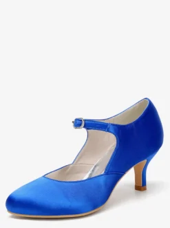 Chaussures de mariage vintage à bout rond et talon chaton Mary Jane