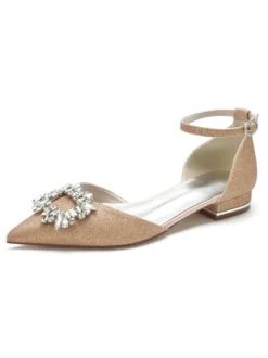 Chaussures de Marieés Femme avec Bout Pointu en Paillette Unicolore