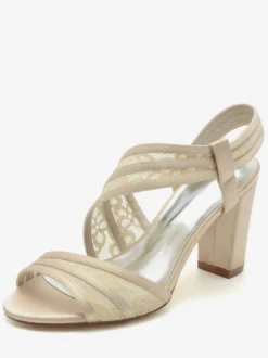 Chaussures de Mariées Femme avec Bout Ouvert Unicolore