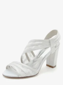 Chaussures de Mariées Femme avec Bout Ouvert Unicolore