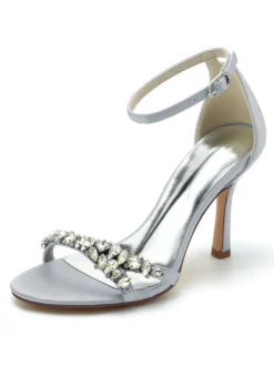Chaussures de Mariées Femme à Talons Hauts avec Bout Ouvert Unicolore