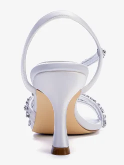 Chaussures de mariée à talons hauts en satin bout ouvert strass et brides