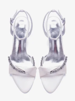 Chaussures de mariée à talons hauts bout ouvert en satin strass bride cheville chaussures de soirée