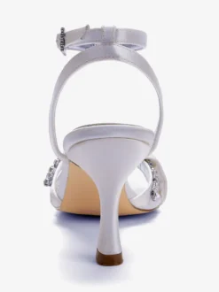 Chaussures de mariée à talons hauts bout ouvert en satin strass bride cheville chaussures de soirée