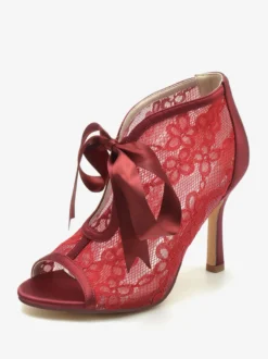 Chaussures De Mariée Transparentes Dentelle Blanches Découpé Sandales De Mariage