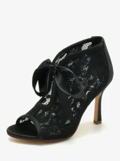 Chaussures De Mariée Transparentes Dentelle Blanches Découpé Sandales De Mariage