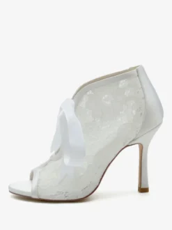 Chaussures De Mariée Transparentes Dentelle Blanches Découpé Sandales De Mariage