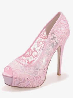 Chaussures De Mariée Transparentes en dentelle plateforme talon haut Sandales mariage