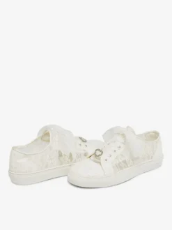 Chaussures De Mariée Transparentes Femmes Cœur En Métal Toile Baskets Mariage