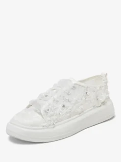 Chaussures de mariée Transparentes femme mariage en dentelle à bout rond
