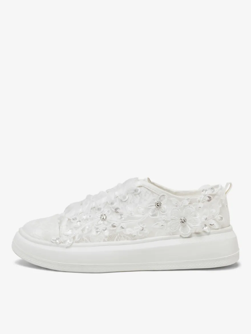 Chaussures de mariée Transparentes femme mariage en dentelle à bout rond