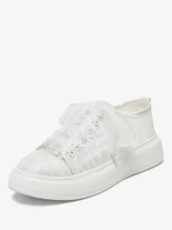 Chaussures de mariée Transparentes femme mariage en dentelle à bout rond