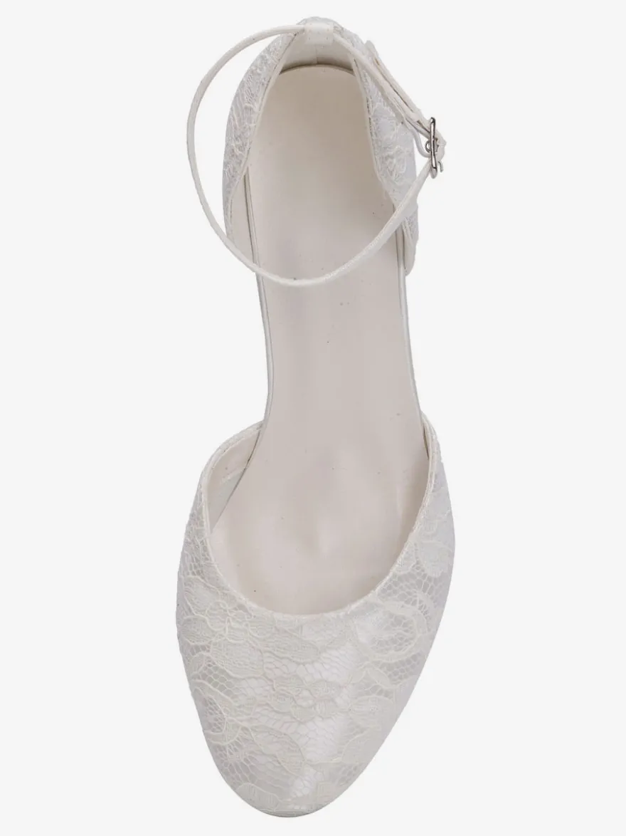 Chaussures De Mariée Vintage Ivoire En Satin Sangle Talon Carrée Chaussures Mariage Rétro
