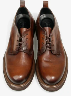 Chaussures Derby marron en cuir de vachette à bout rond et lacets chaussures décontractées