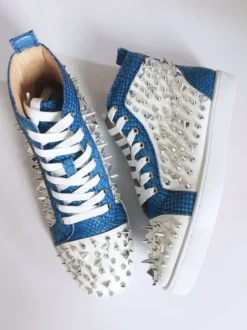 Chaussures de skate plates bleues pour hommes baskets montantes avec pointes chaussures de soirée décontractées pour bal de fin d'année